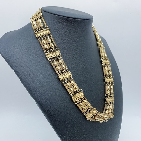 Vintage Gold-Plated 3-Strands Necklace - Picture 3 of 10